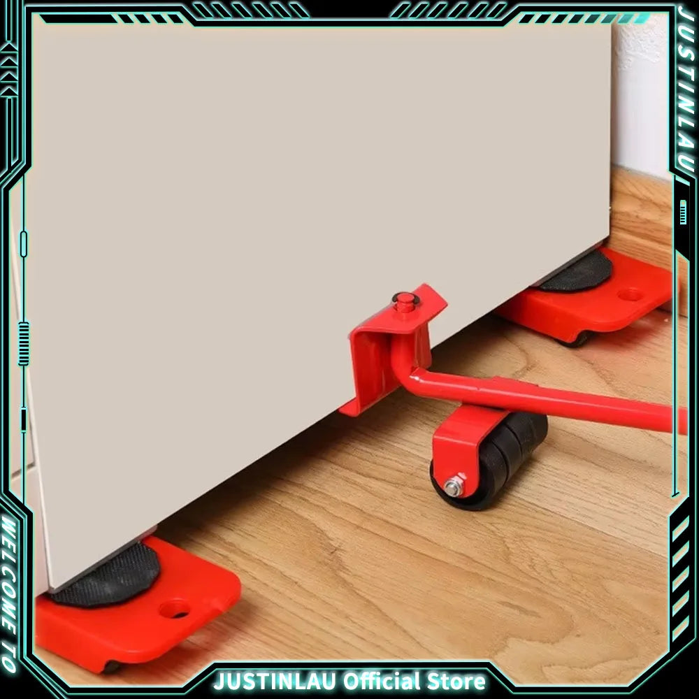 5Pcs/set Furniture Mover Tool Set Heavy Stuffs Moving Roller with Bar Furniture Mover Lifter with Wheel Professional Moving Tool