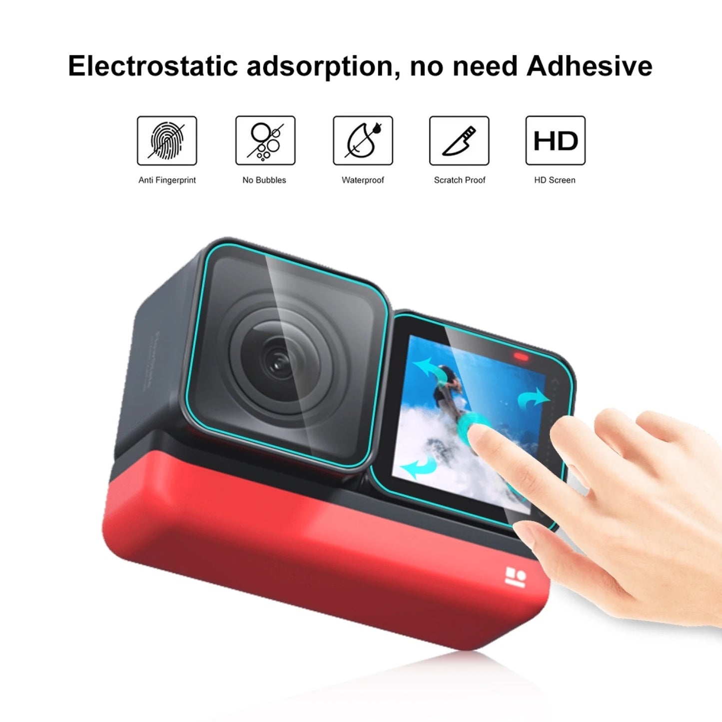 For Insta360 One RS 3 in 1 Screen + 4K Lens + Leica Lens Tempered Glass Film for Insta360 One RS Screen Protector