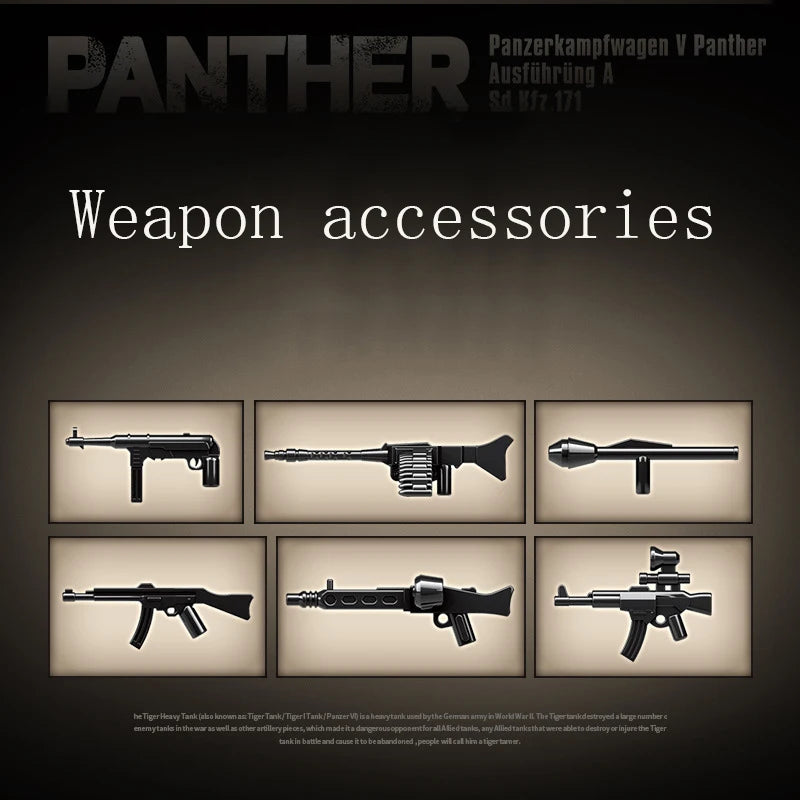 Ww2 Military World War German Leopard Medium Tank Building Blocks Bricks  Educational Toys for  Boy Christmas Gifts