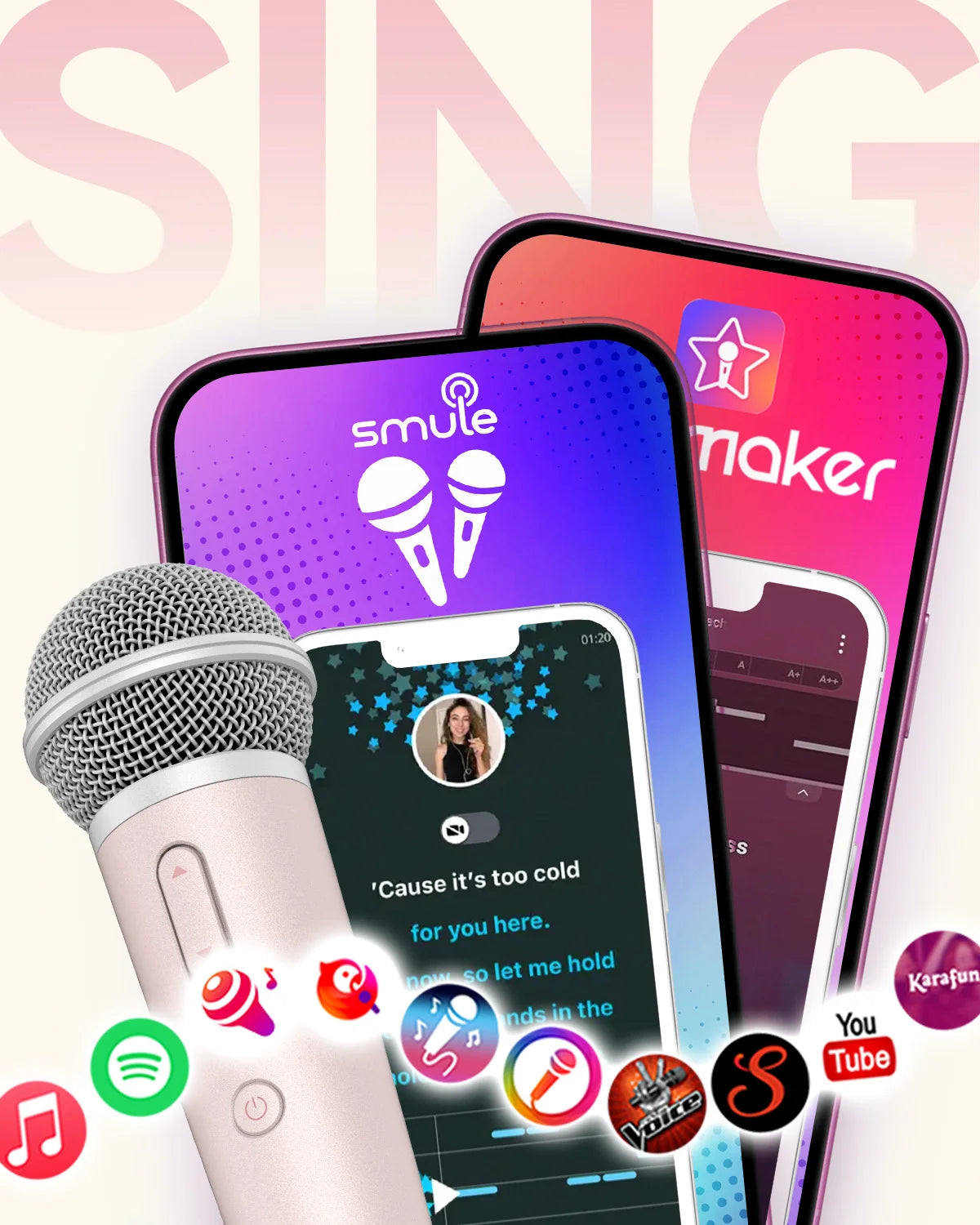 Microphone with Earphone & Mic Stand for Recording and Live Streaming, Wesing, Smule, Starmaker, YouTube, Podcasting & All Apps