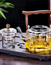 Large Capacity 1300ml Wooden Handle Glass Teapot High Borosilicate Heat Resistant Glass Beam Tea Pot Kungfu Tea Set Teaware