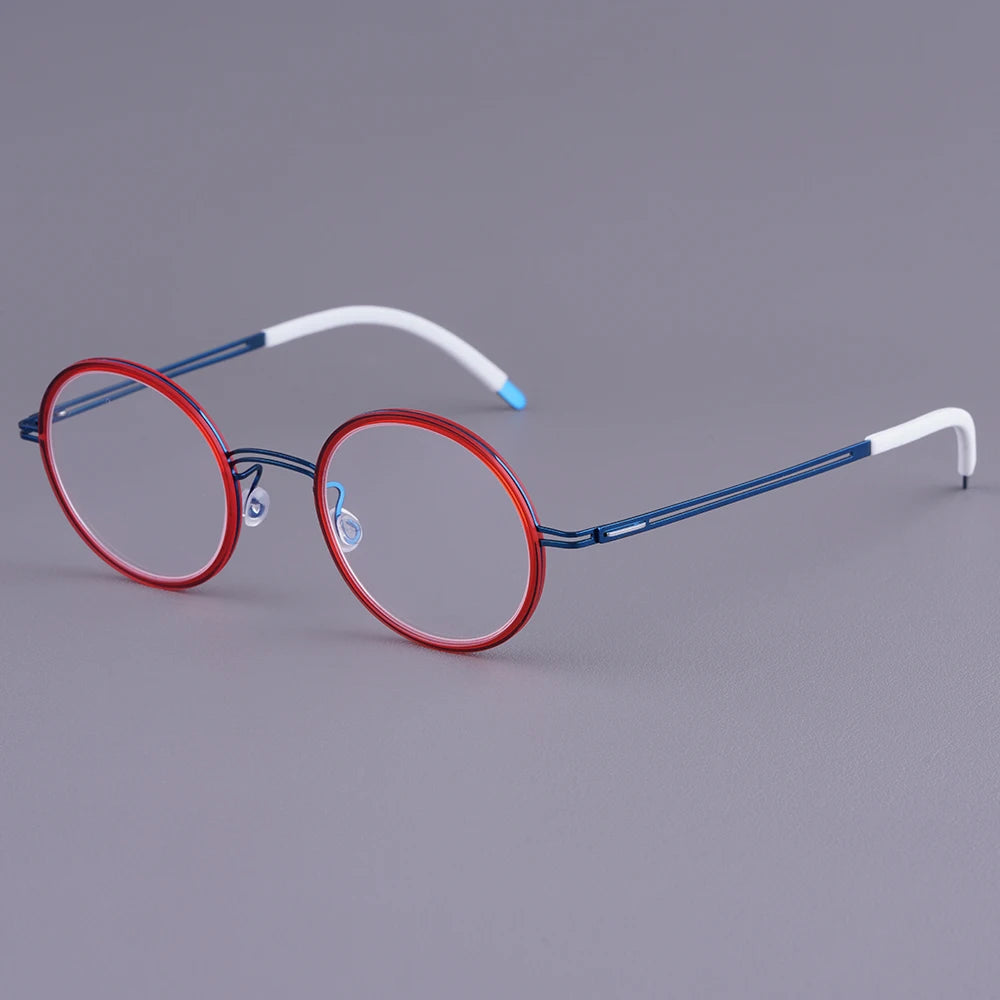 Vintage Round Screwless Titanium Eyeglasses Frame