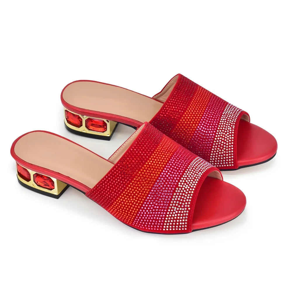 Wedding Shoes for Bride Party Shoes and Slippers Decorated with Rhinestone Nigerian Women Party Pumps