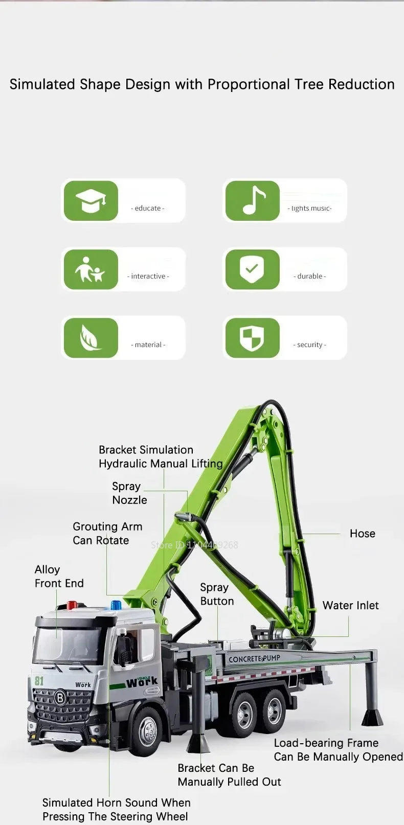 1:24 Scale Watering Cement Dump Trucks Model Garbage Truck Toy Car Sound Light Doors Opened Engineering Vehicles  Gifts