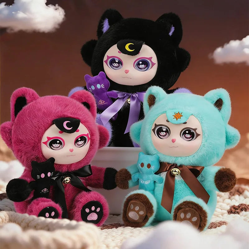 Purple Moon Ghost Cat Plush Toy With Mini Cat Pendant