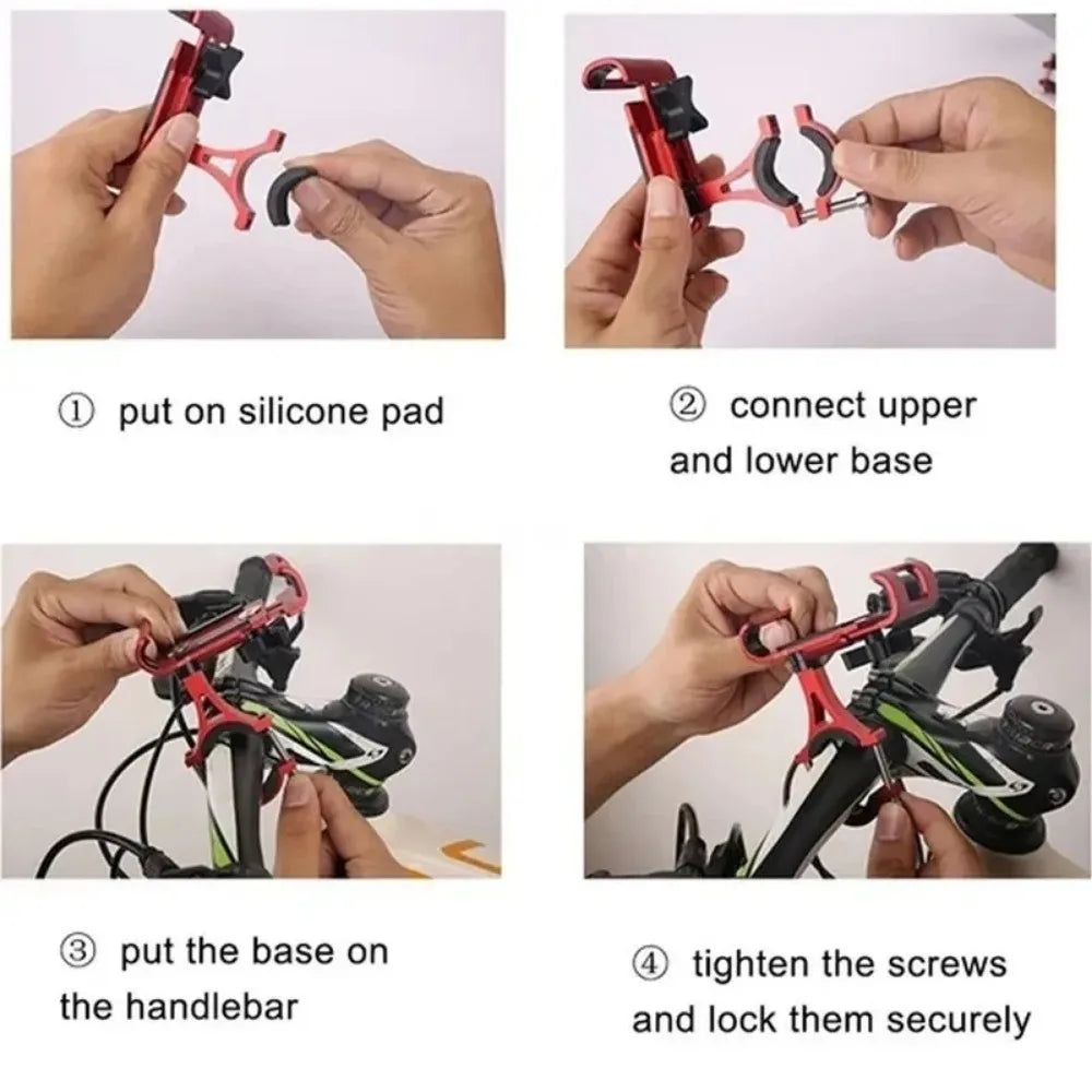 360° Rotate Metal Motorcycle Bike Phone Holder Anti-slip Bracket GPS Navigation Clip Universal Bicycle Stand for All Smartphones