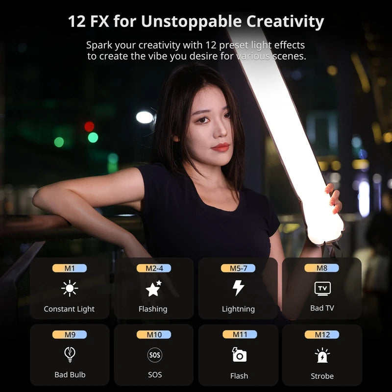 20W Bi-Color Inflatable Tube LED Light Wand Stick Foldable for Photography, Live Streaming & Broadcasting