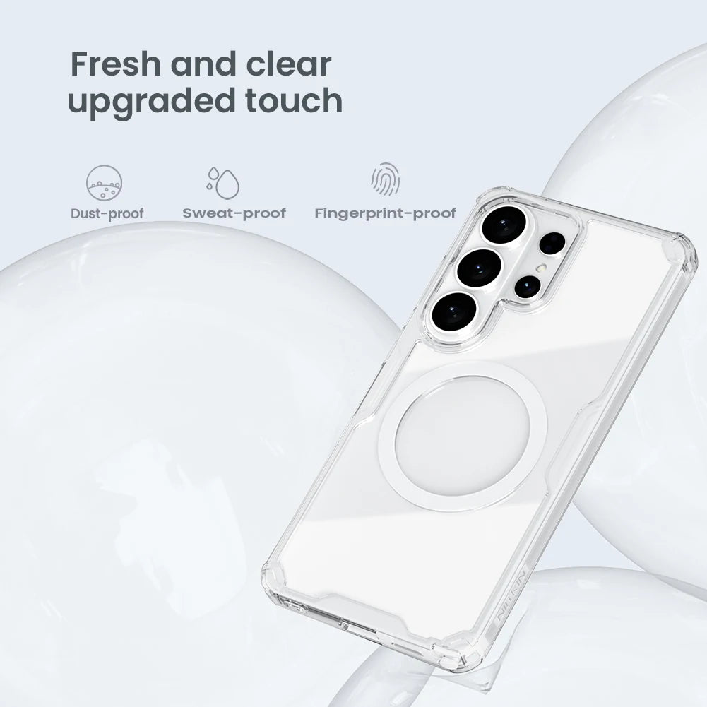 Nature Pro Magnetic Transparent Case for Samsung Galaxy S26 Ultra / S26 Plus – PC + TPU Frame Protective Phone Cover