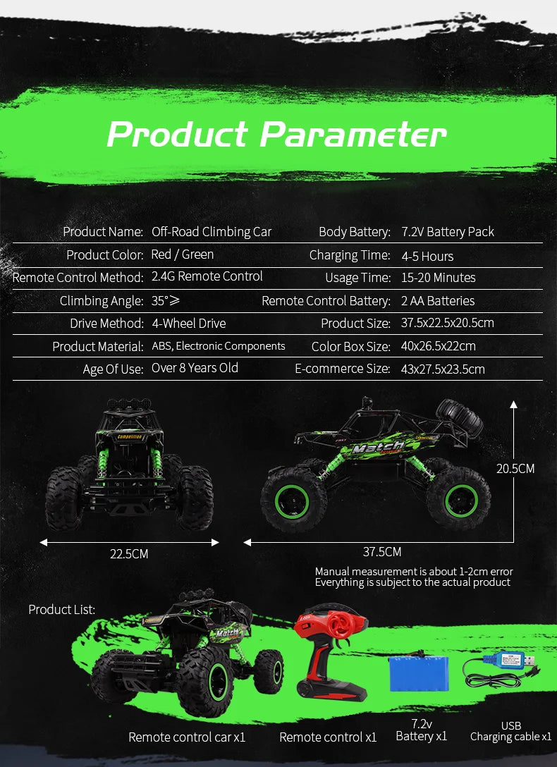 112 Scale Four Wheel Drive RC Monster Truck With LED Lights