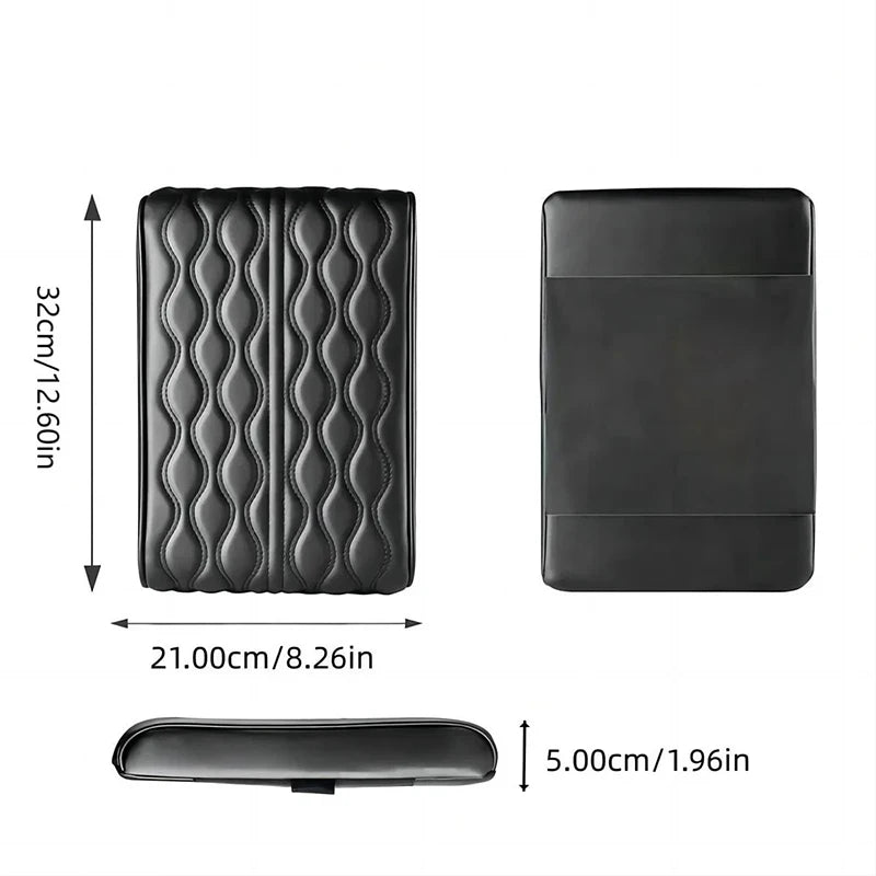 Wave Embroider PU Leather Car Armrest Mat Center Console Arm Rest Protection Cushion Auto Armrests Storage Box Cover Pad