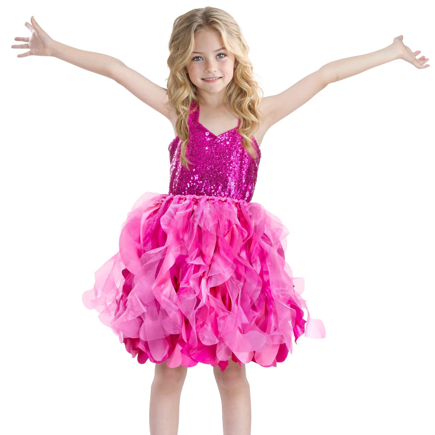Sequin Pageant Dress with Spiral Hem Birthday Party Gown