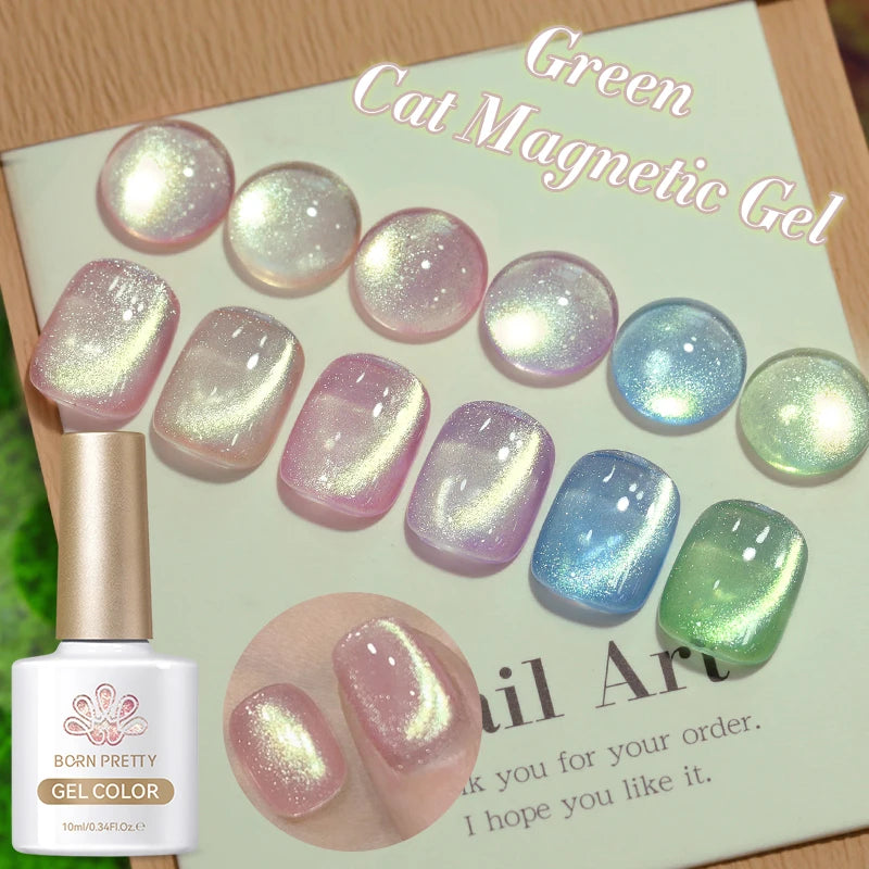 10ml Green Cat  Gel Ultra Shine Holographic Glitter Semi Permanent Soak Off UV LED Gel Varnish For Manicure