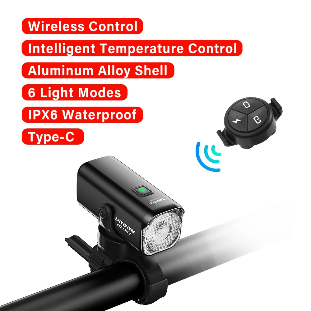 Bicycle Light For Brompton Light Type-C Rechargeable Brompton Headlight 800LM IPX6 Waterproof 1100mAh Bike Accessories