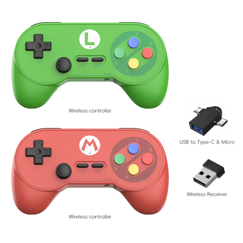 PC07 Retro Wireless Gamepad with Dual Receiver, 2.4GHz Classic Controller for PC, Android & Arcade Emulators