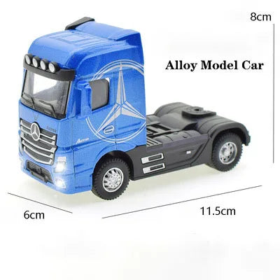 1:50 Diecast Alloy Truck Head Model Toy Container Truck Pull Back With Light Engineering Transport Vehicle Boy
