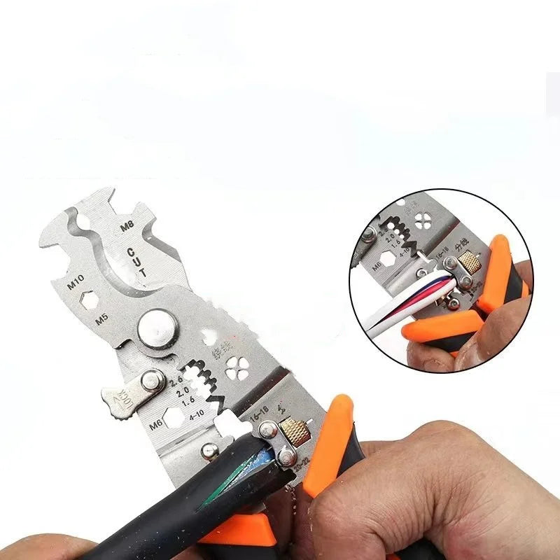 28 in 1 Multifunctional Wire Stripper Crimping Pliers Heavy Duty Stripping Pliers Cable Splitting Pulling Winding Cutting Peeler