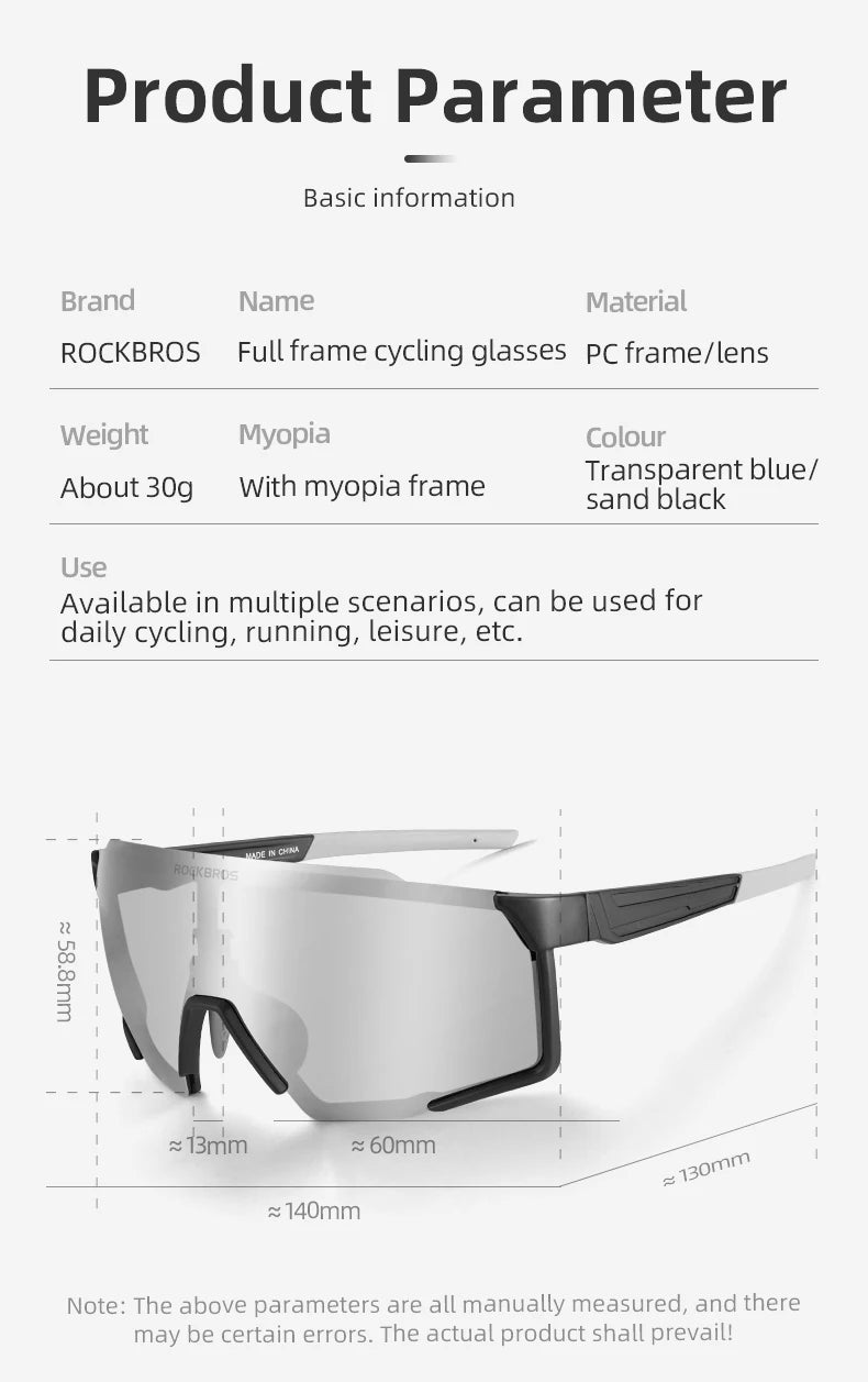 Cycling Glasses Polarized / Photochromic Lens Bike Sunglasses Men Women Glasses Eyewear Sports MTB Road Cycling Goggles