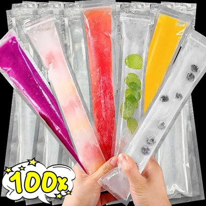 Disposable Ice Popsicle Mold Bags Creative Ice Pops Packaging Bag DIY Yogurt Ice Cream Juice Smoothie Bag Mould Tool with Funnel