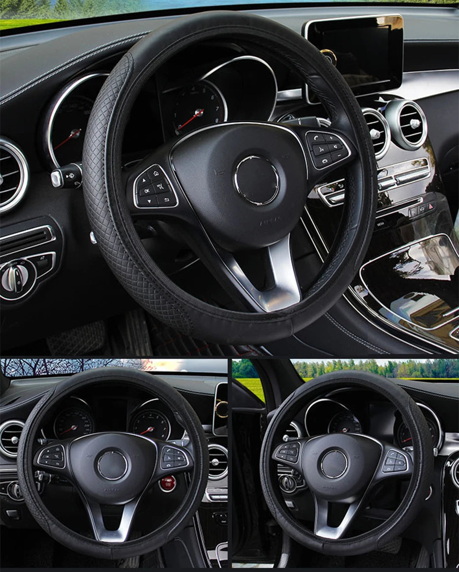 Universal Microfiber Leather Car Steering Wheel Cover 37CM 39CM