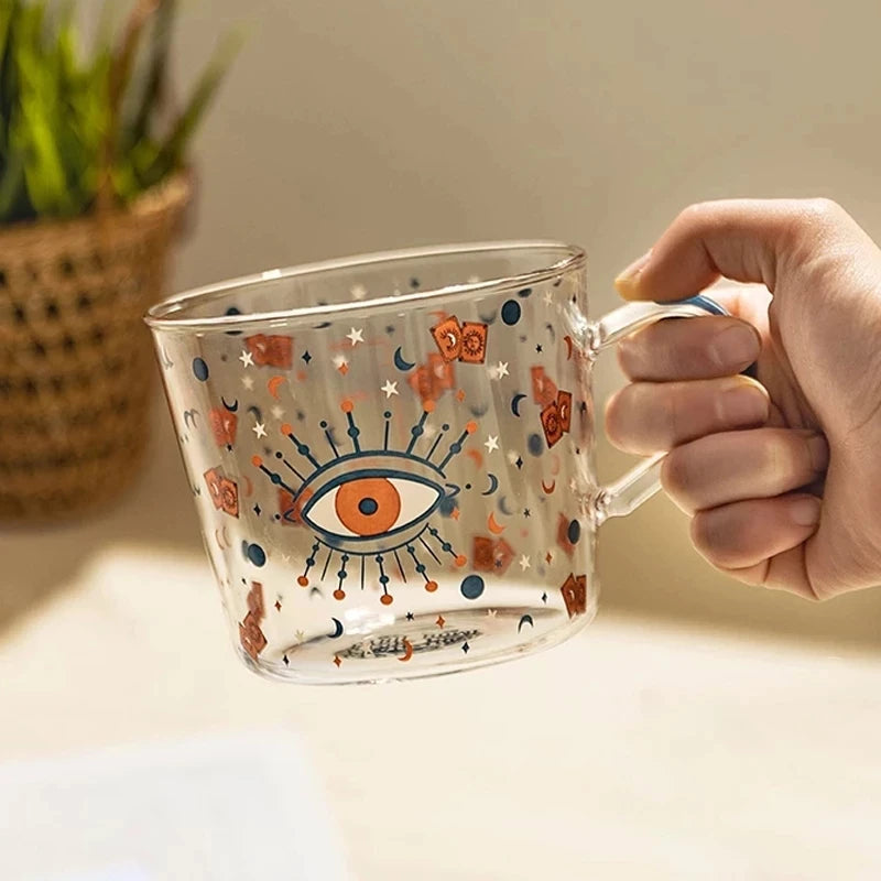 500ml Creative Glass Scale Handgrip Mug Breakfast Milk Coffee Couple Mug Home Tumbler Water Drinkware Fruit Juice Cups