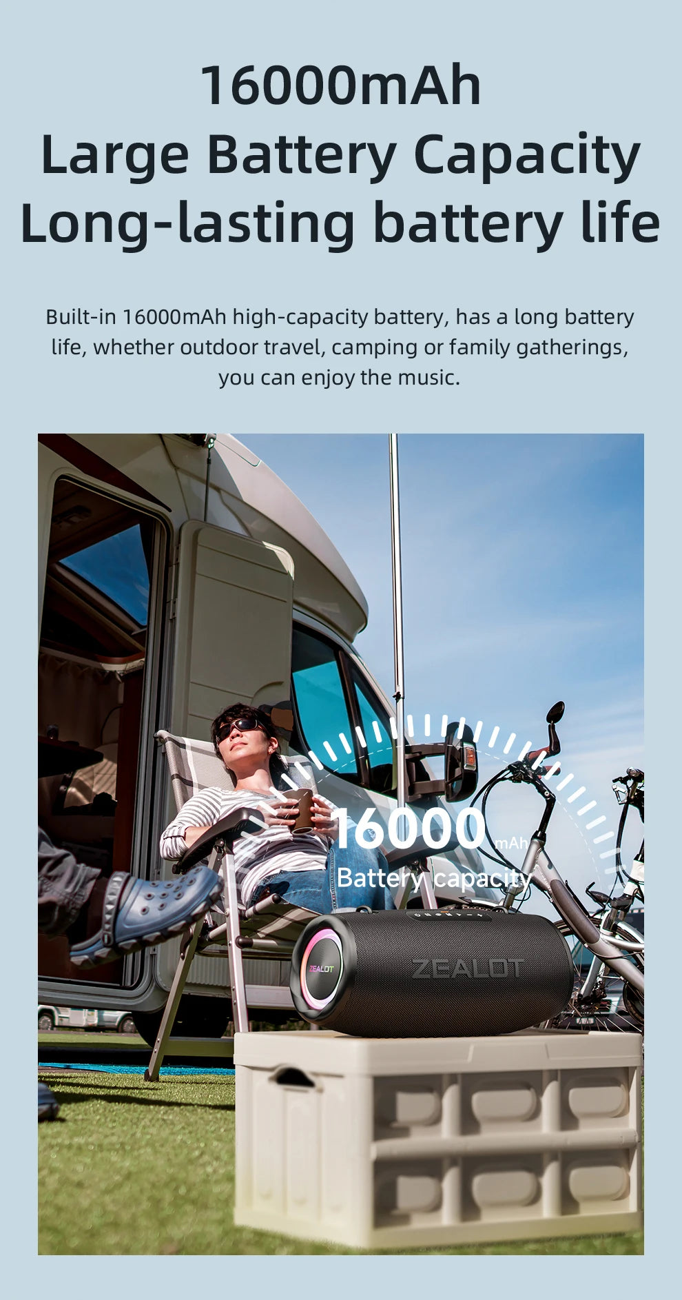 Outdoor Portable Wireless Bluetooth Speaker 80W High Volume Subwoofer Sound Performace IPX6 Waterproof Camping