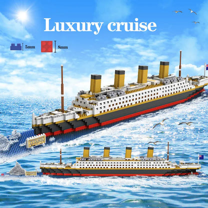 1860 pcs Blocks Titanic Cruise Ship Model Boat Model DIY Assemble Building Blocks Classical Brick Toys Xmas Gift For Children