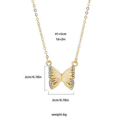 Rhinestones Gold Color Butterfly Necklace for Women Simple Temperament Clavicle Chains