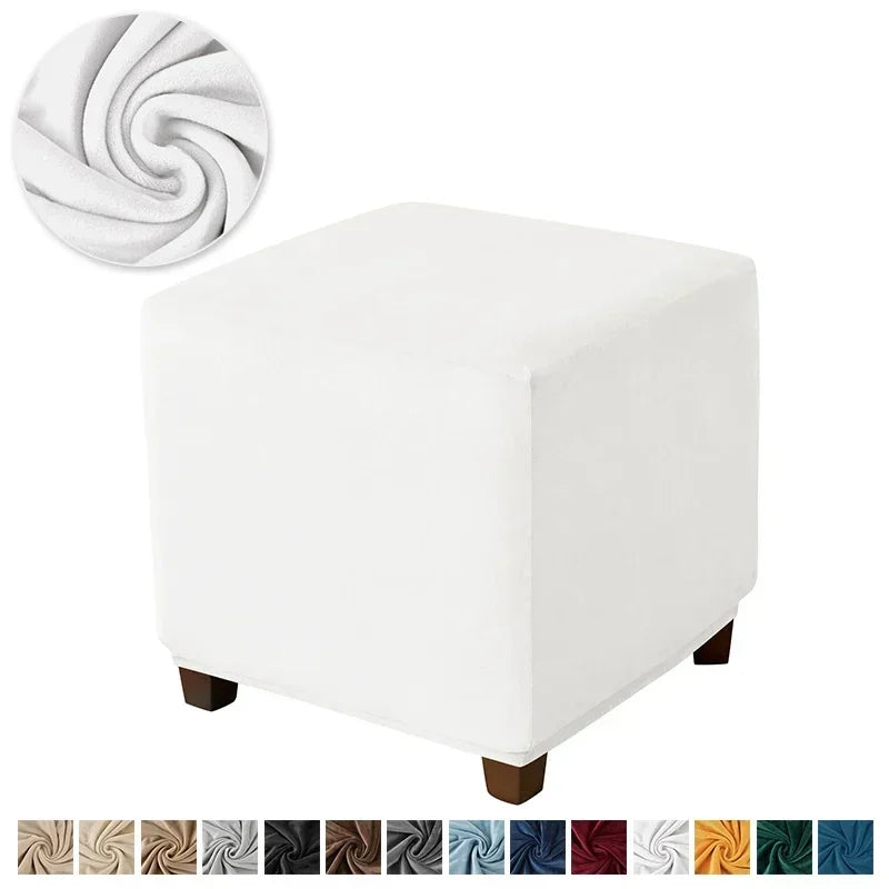 1PC Stretch Square Ottoman Stool Covers Super Soft Velvet stool Cover Elastic All-inclusive Footrest Slipcovers for Living Room