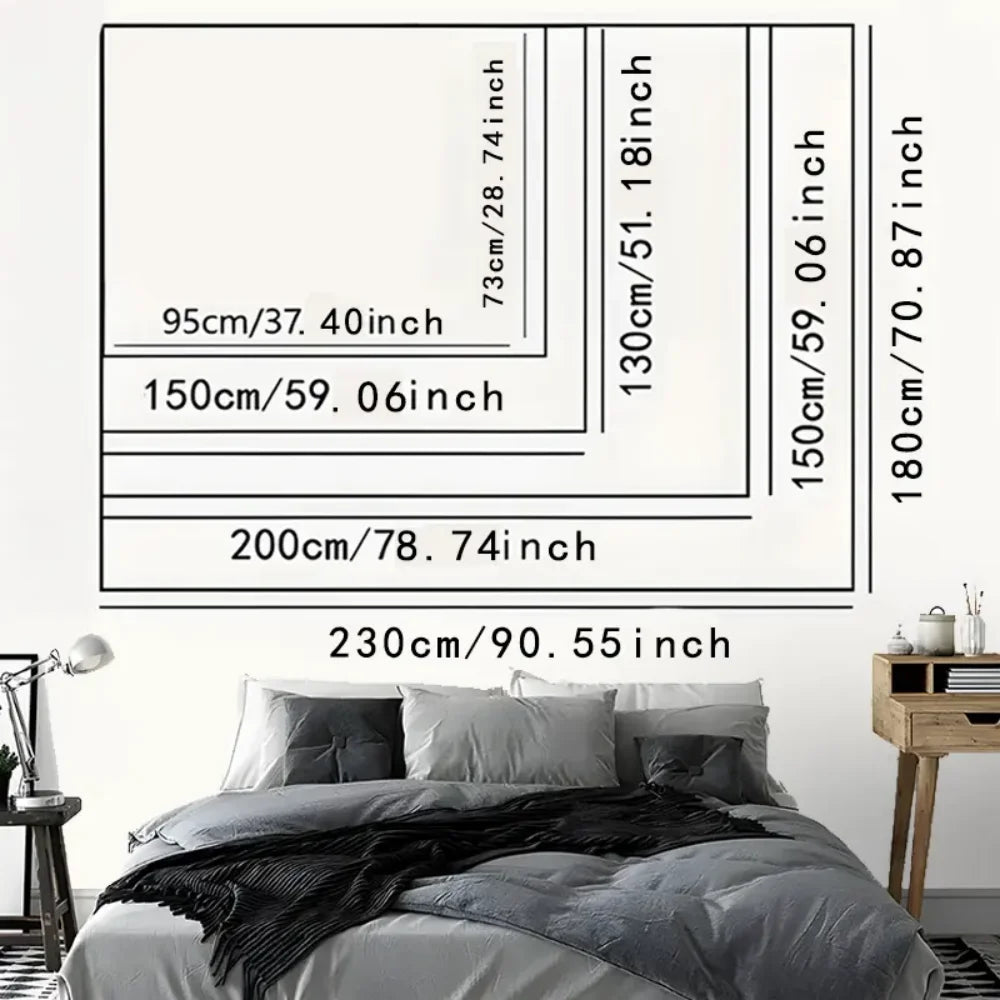 Dark Twin Wolf Totem Tapestry Mysterious Geometric Patterns Dark Style Bedroom Unique Living Room Feature Wall Decor