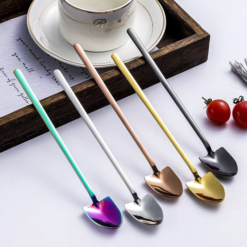 home Shovel long Spoon Stainless Steel Tea Spoon Coffee Spoon Ice Cream Dessert Spoon Tableware