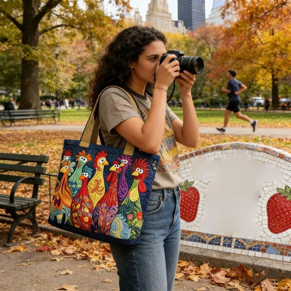 Vintage Quilted Canvas Tote Bag Large Capacity 3D Printed Travel Handbag