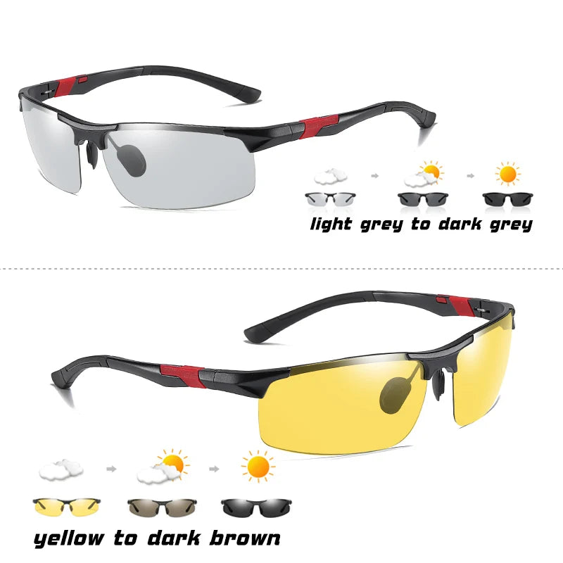 Aluminum Photochromic Polarized UV400 Day Night Driving Sunglasses for Men Women