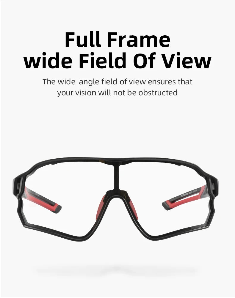 Photochromic Bicycle Glasses UV400 Goggle Large Frame Men Women Sports Bike Eyewear Sungless Adjustable Cycling Glasses