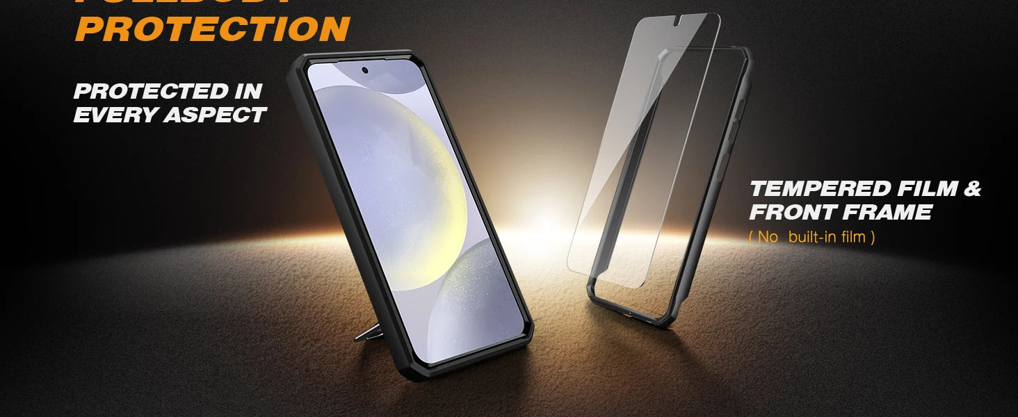 For Samsung Galaxy S24 Plus Case with Tempered Glass Screen Protector Full Body Protection Military Grade Shockproof Phone Case