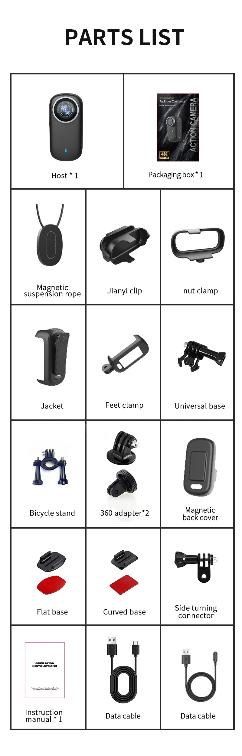 4K WiFi Mini Action Camera Portable Helmet Motorcycle Body Cam for Vlogging Cycling Outdoor Sports
