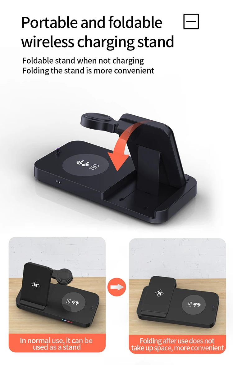 3 in 1Wireless Charger Stand Fast Charging Dock Station Type C For Watch Huawei iPhone 15 14 13 12 Pro Max Earbuds
