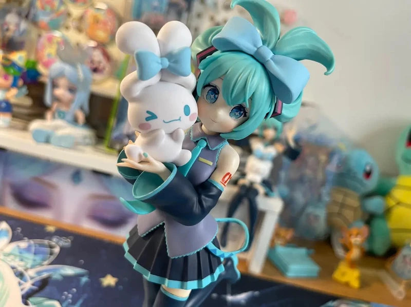 Anime Vocal Girl Figure with Cute Puppy Character PVC Collectible