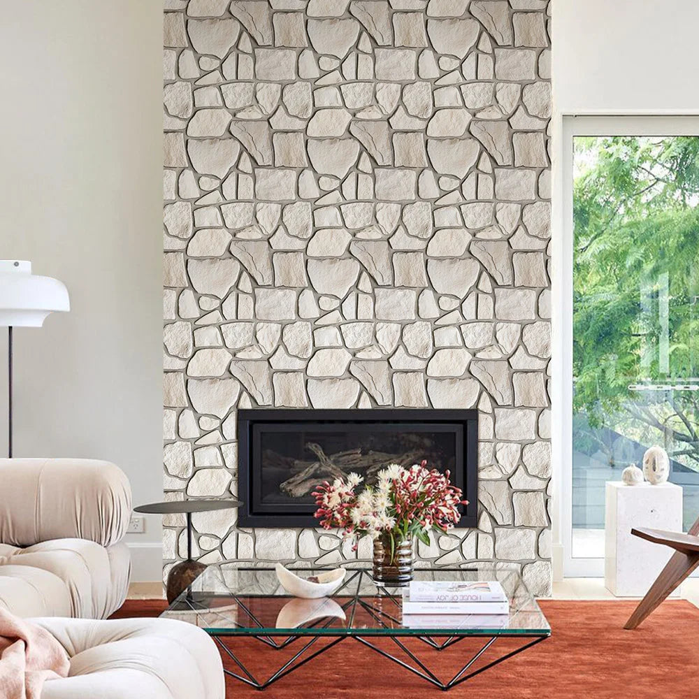 10pcs 3D Faux Stone Wall Panels, Self-adhesive Tile Stickers for Living Room, TV Background, Water and Mold Resistant, 30x30cm