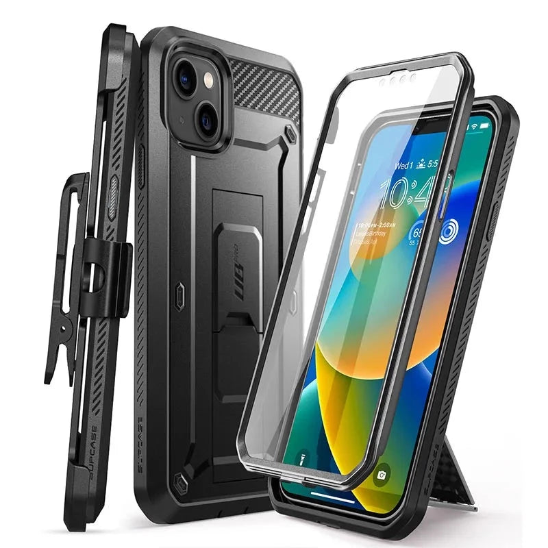 For iPhone 14 (2022)/For iPhone 13 (2021) 6.1" Case UB Pro Full-Body Rugged Holster Cover with Built-in Screen Protector