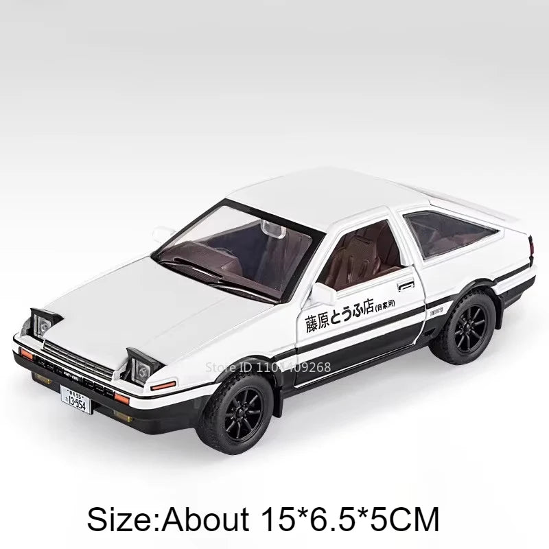 1:30 Scale Initial D AE86 Toy Car Model Alloy Body Rubber Tire Shock Absorption Pull Back Simulation Vehicles Boys Birthday Gift