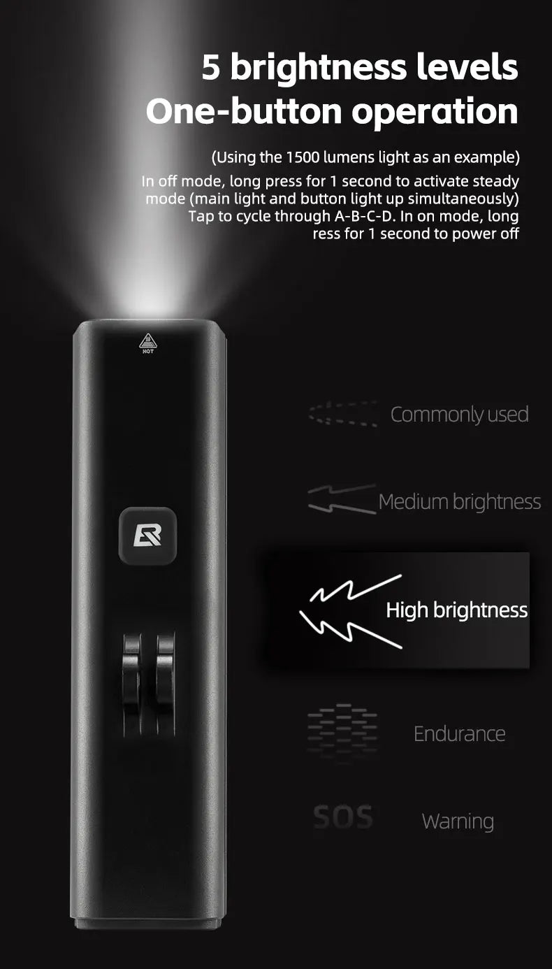 1500LM Bike Front Light Aluminum Waterproof Bicycle Headlight LED Lamp Flashlight Handlebar MTB Road Cycling Light