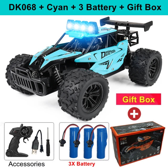 Remote Control Car RC Drift Racing 1:16 Vehicle Off Road Alloy 2.4G Radio High-Speed Trucks With LED Light Climbing Gift Toy