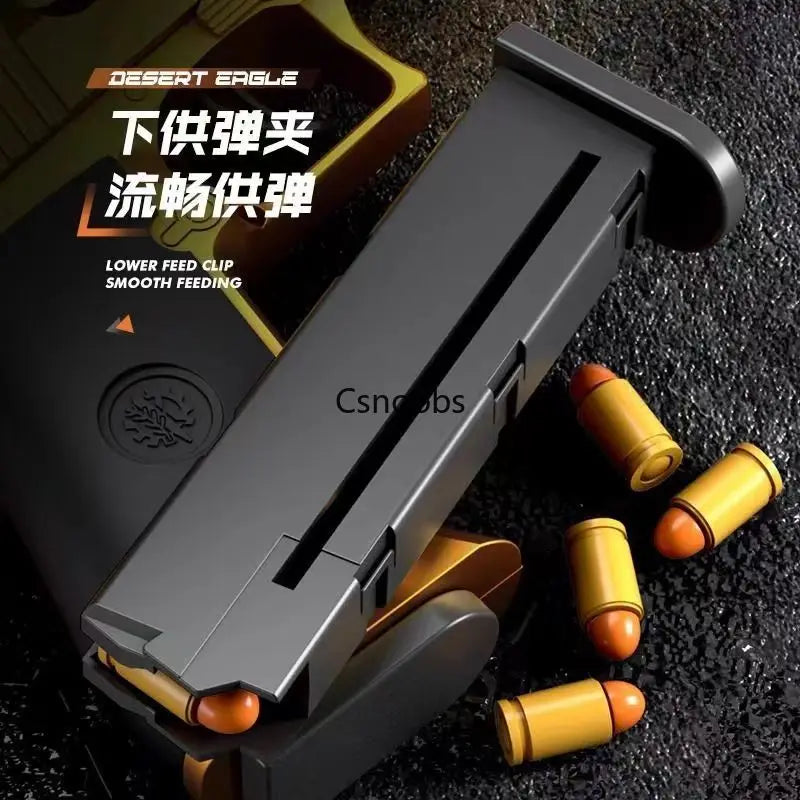 Automatic Desert Eagle Toy Gun Mechanical Continuous Firing Shell Ejection Airsoft Pistol Soft Bullet Toy