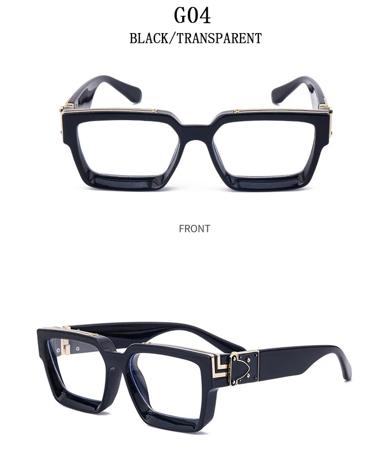Retro Millionaire Square Sunglasses With UV400 Protection