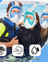 Full Face Snorkel Mask Snorkeling with Camera Mount 180 Degree Panoramic View Anti-Fog Anti-Leak Snorkeling Set for Adult Kids