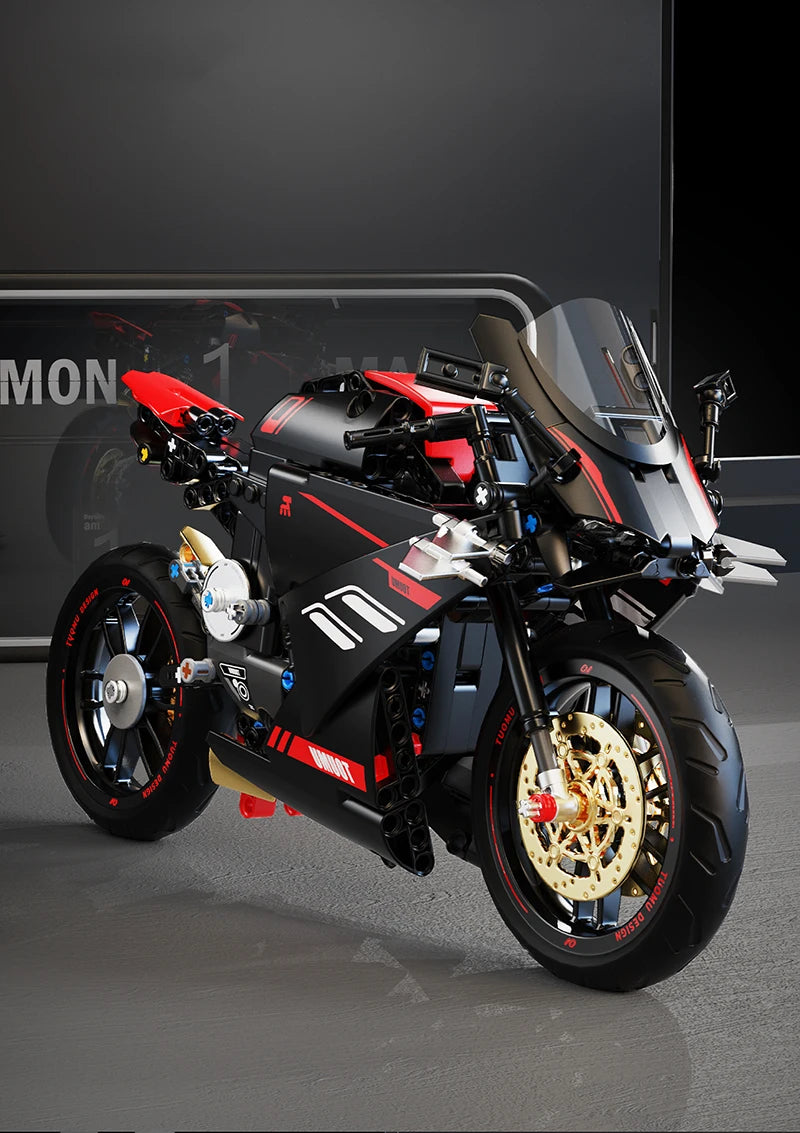 1:8 City Speed Racing Motorcycle Building Set DIY Bricks Model Kit for Adults STEM Buiding Blocks Toys Gifts 426pcs