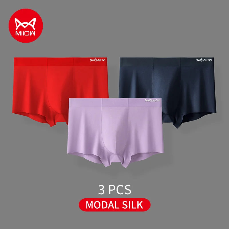3-Pack Men’s Modal Boxer Shorts – 80 Count, Seamless Silk Crotch