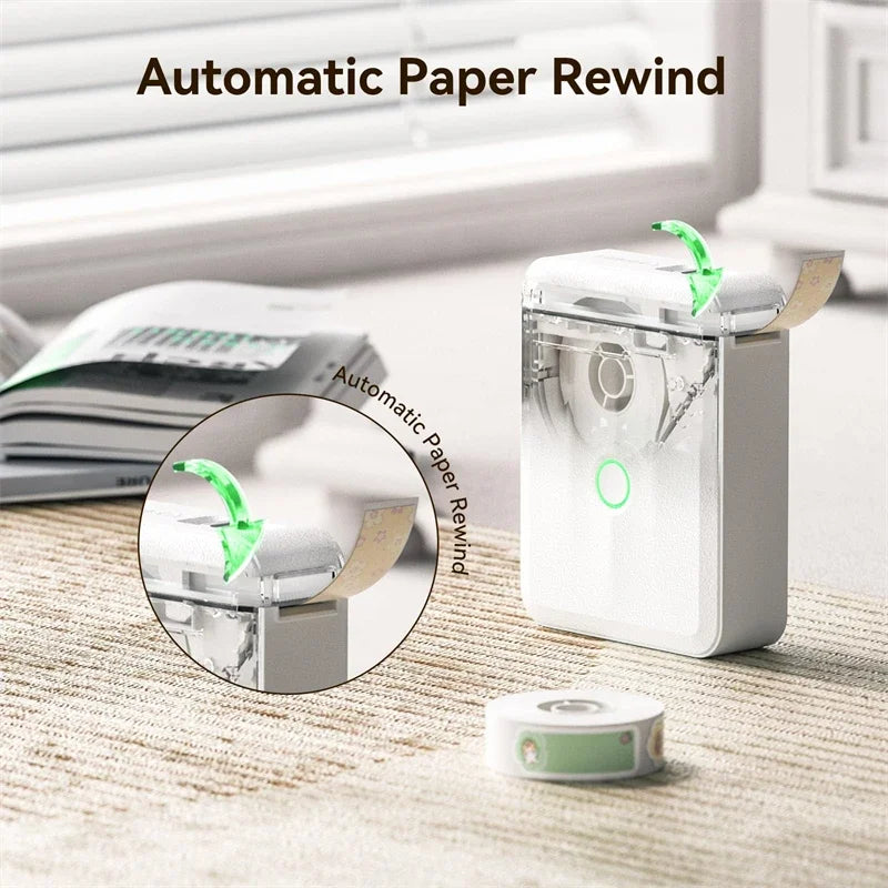 D110 Mini Thermal Label Printer, Portable Bluetooth Label Maker with Tape, Inkless 203 DPI, USB-C Rechargeable