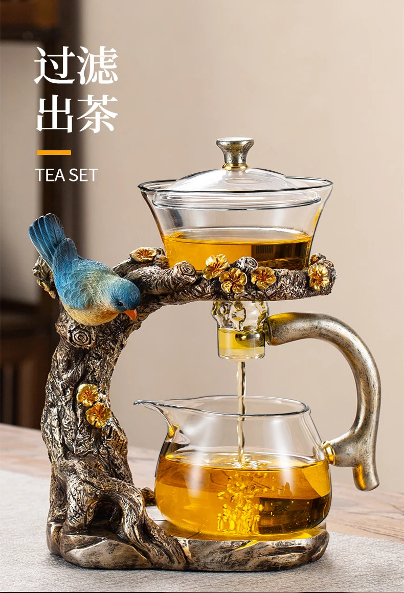 Glass Kung Fu Tea Set with Magnetic Suction Teapot and Tea Cups 900ml
