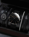 Luxury Minimalist Watch Bracelet Set Business Brown Leather Quartz Wrist Watches for Men
